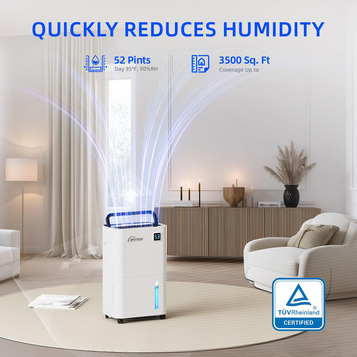 50 Pints Dehumidifier with Drain Hose J5153