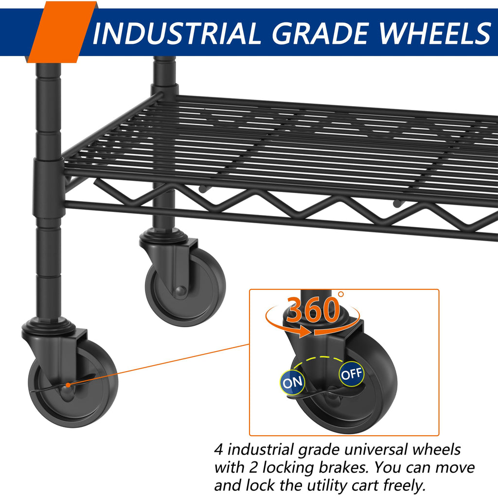 4-Shelf Adjustable Metal Storage Shelving Unit on Wheels, Black T9193
