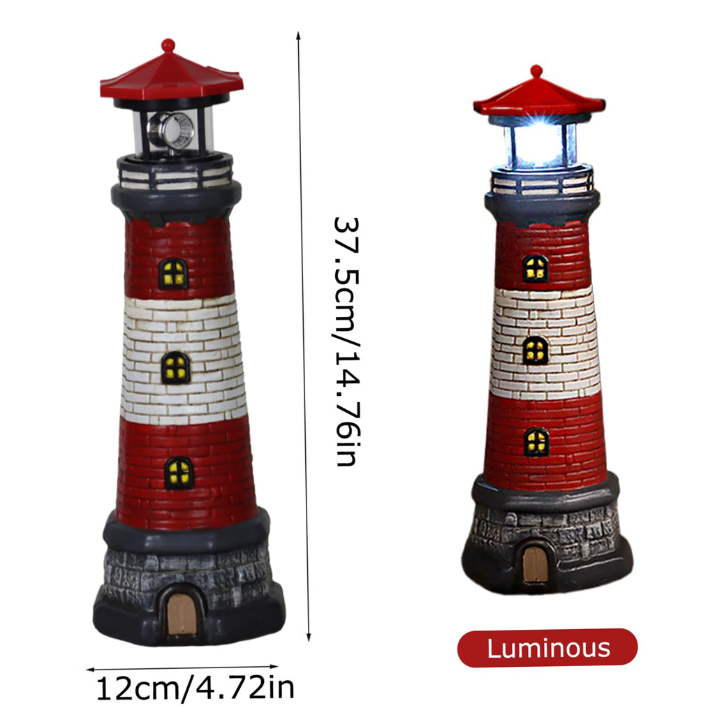 Solar Lighthouse with Rotating LED Lights Waterproof Lighthouse Statue G796