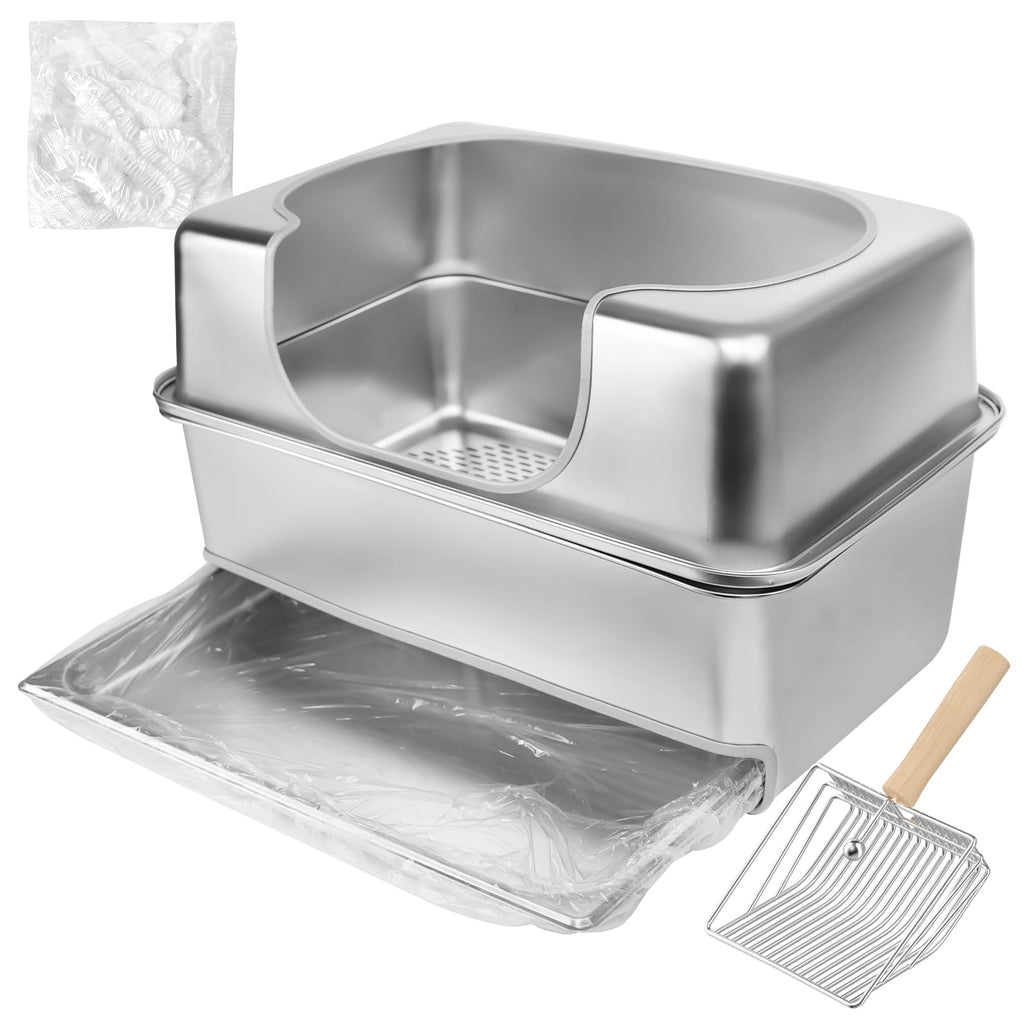 Stainless Steel Sifting Litter Box with Lid E184322