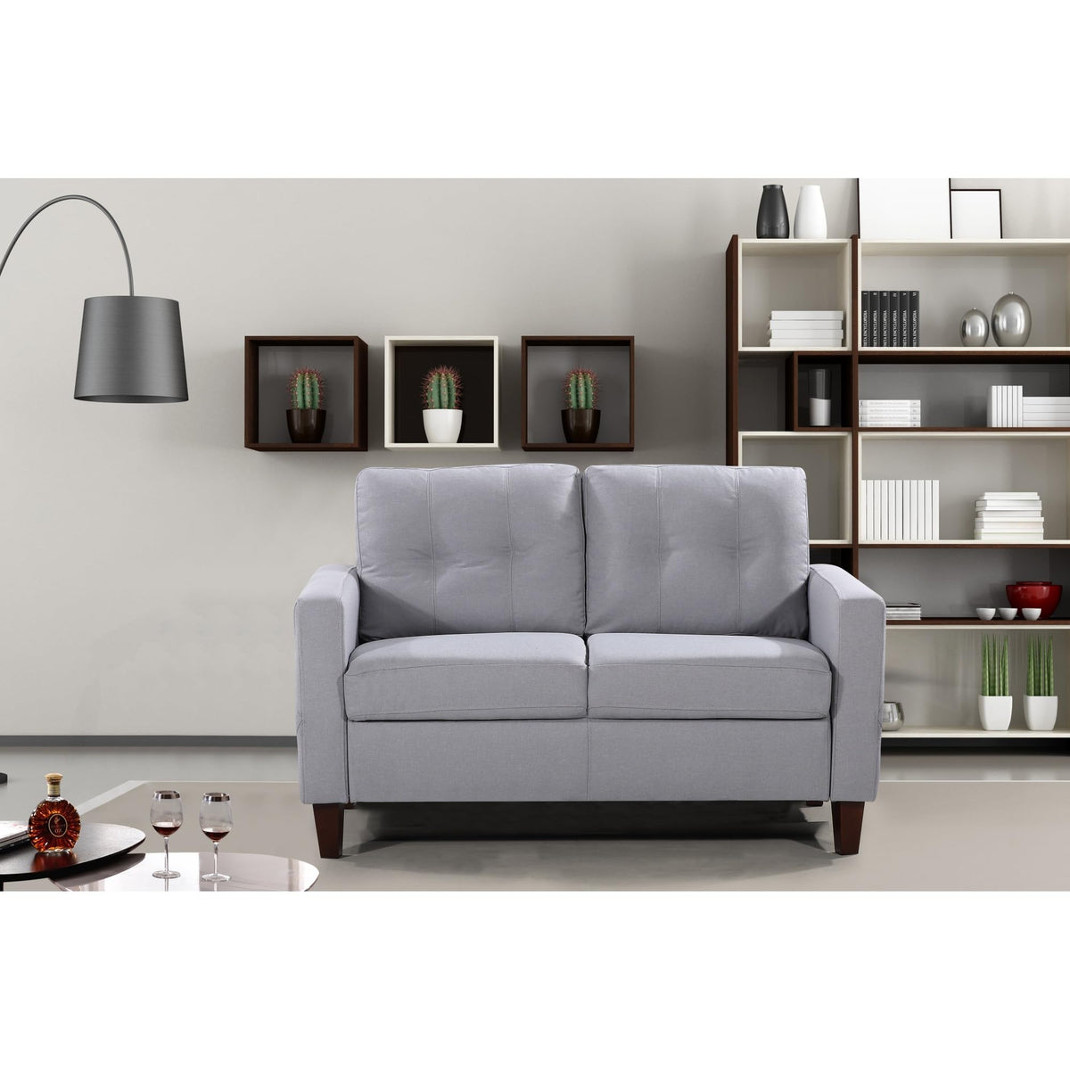 Light Gray Tufted Upholstered Loveseat B44190
