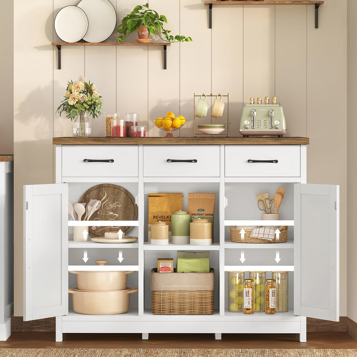 White Storage Cabinet with 3 Drawers and 2 Doors B61535