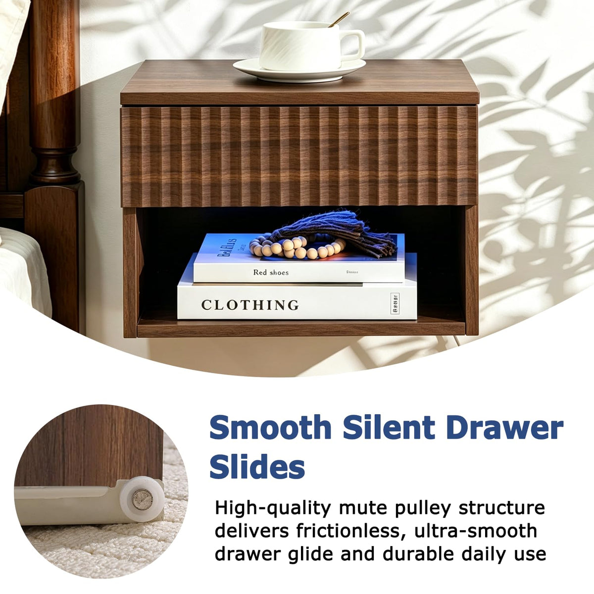 Wall Mounted Floating Nightstand Set of 2 with Drawer P525