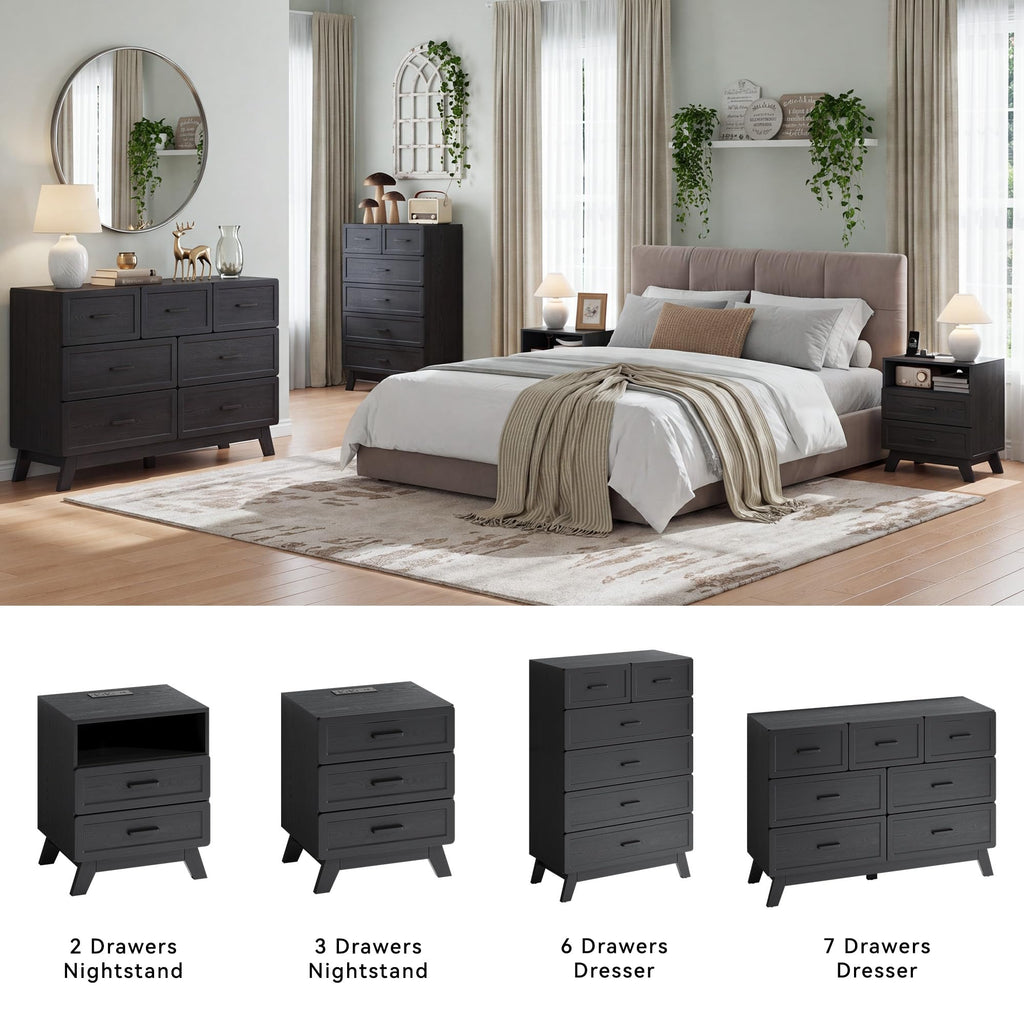 Black 6 Drawer Dresser I7100