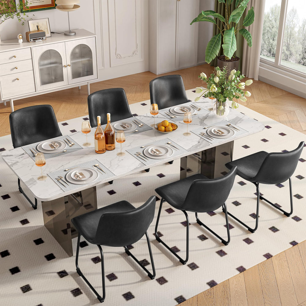 Black PU Leather Dining Chairs Set of 6 D145