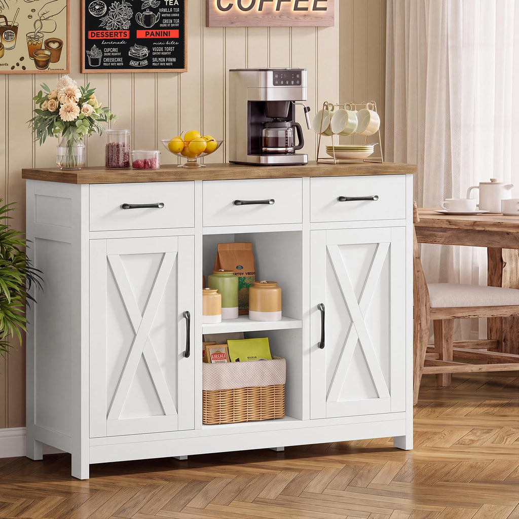 White Storage Cabinet with 3 Drawers and 2 Doors B61535