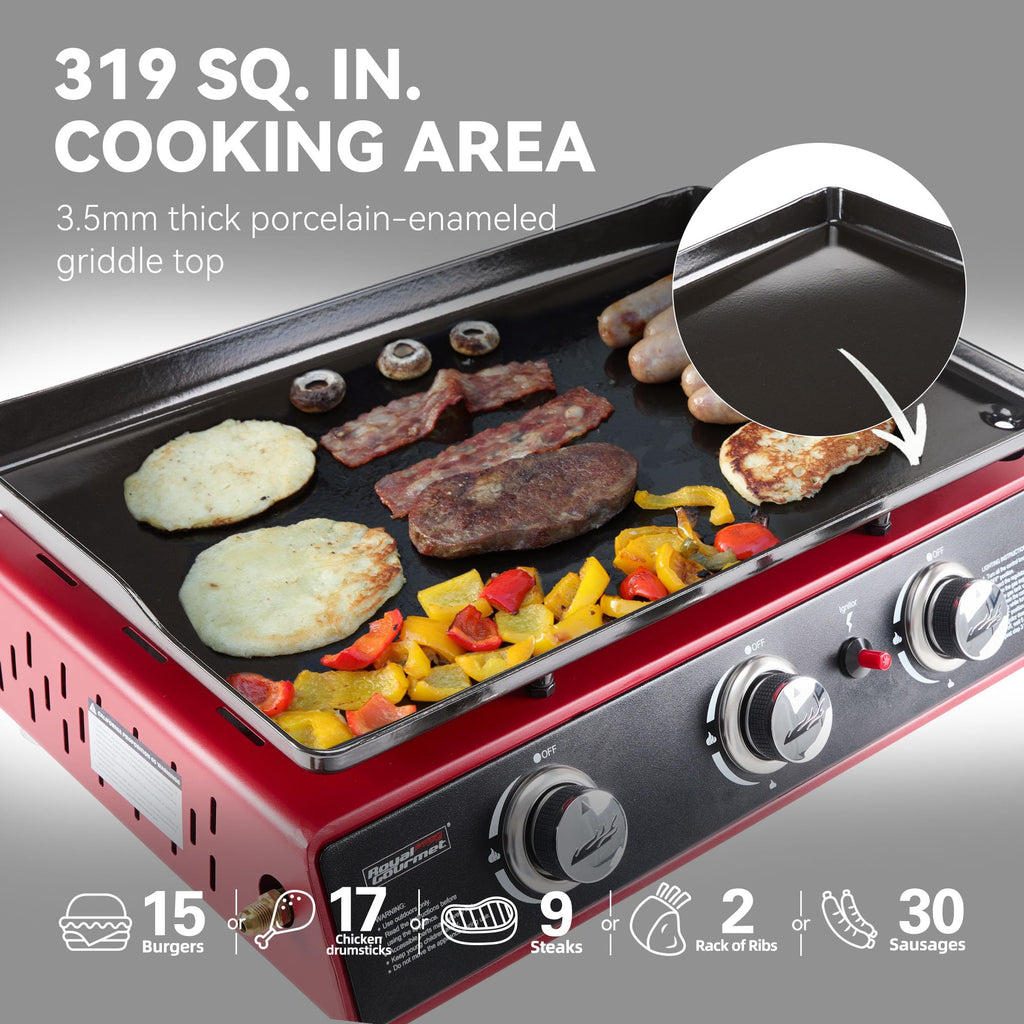 3-Burner Tabletop Propane Gas Griddle with Cover Y17302