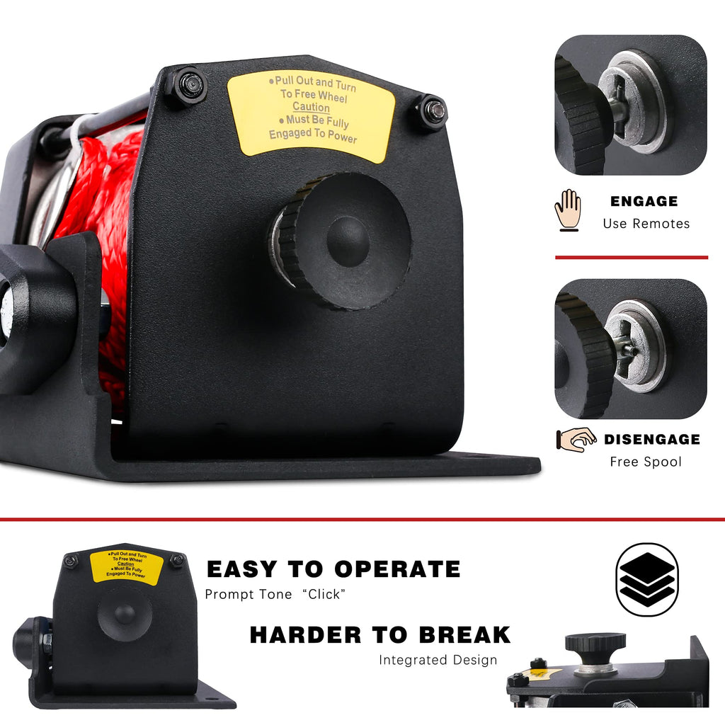 12V 3000LBS Synthetic Rope Electric Winch with Mounting Bracket R4095