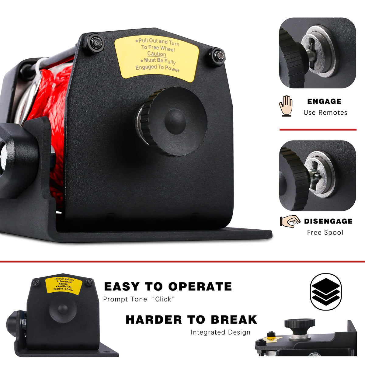 12V 3000LBS Synthetic Rope Electric Winch with Mounting Bracket R4095
