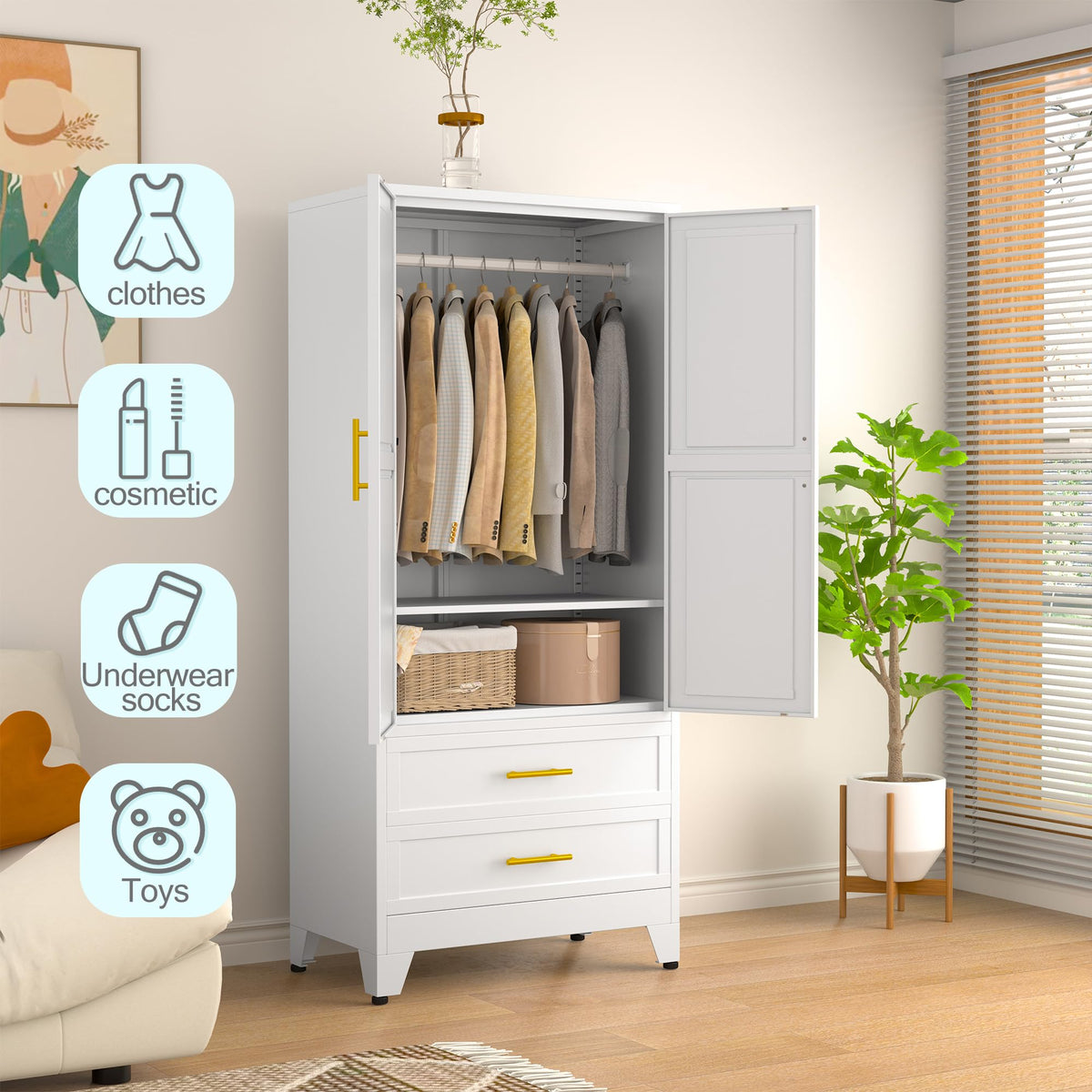 Metal Armoire Wardrobe Closet M304818