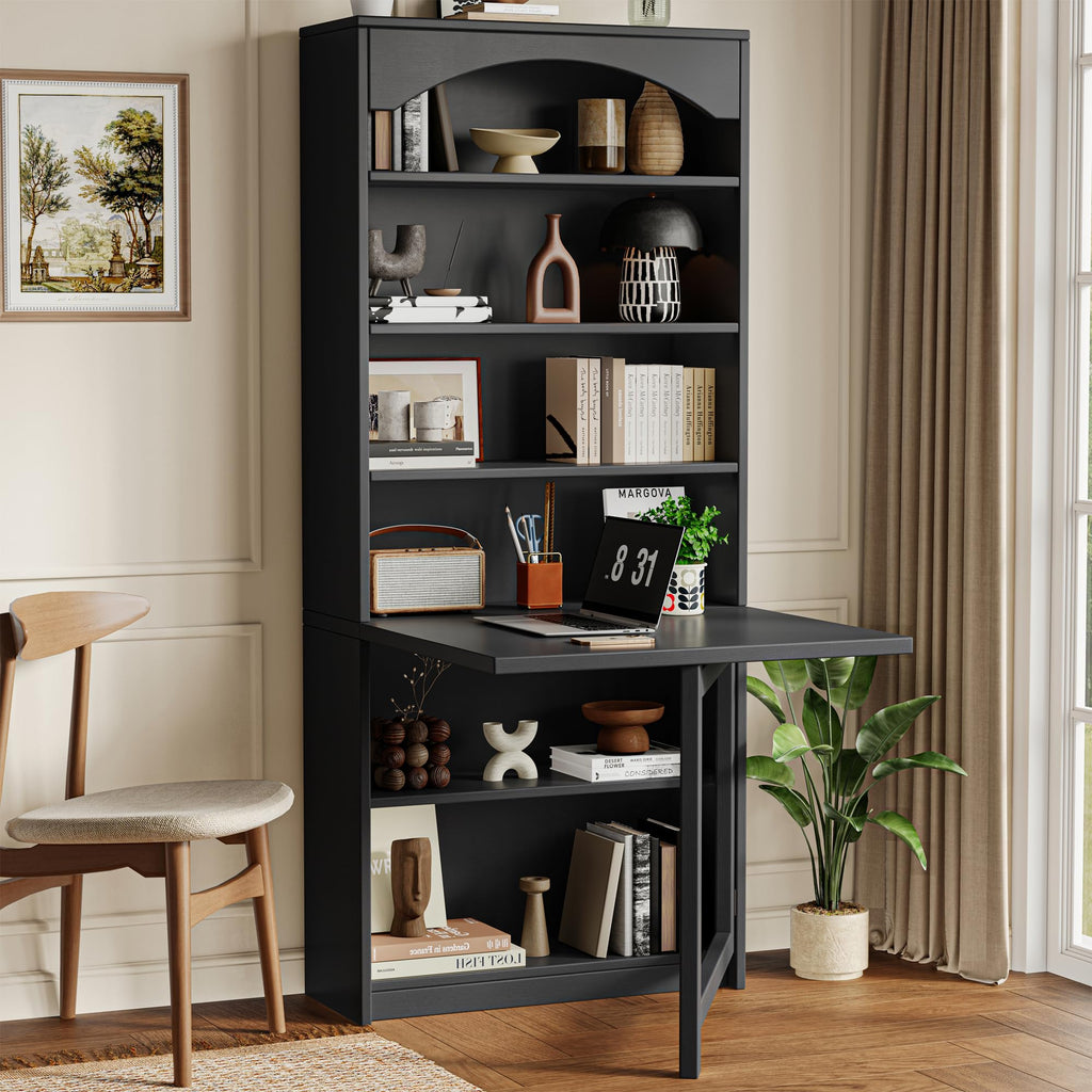 Black Folding Desk with Storage D427