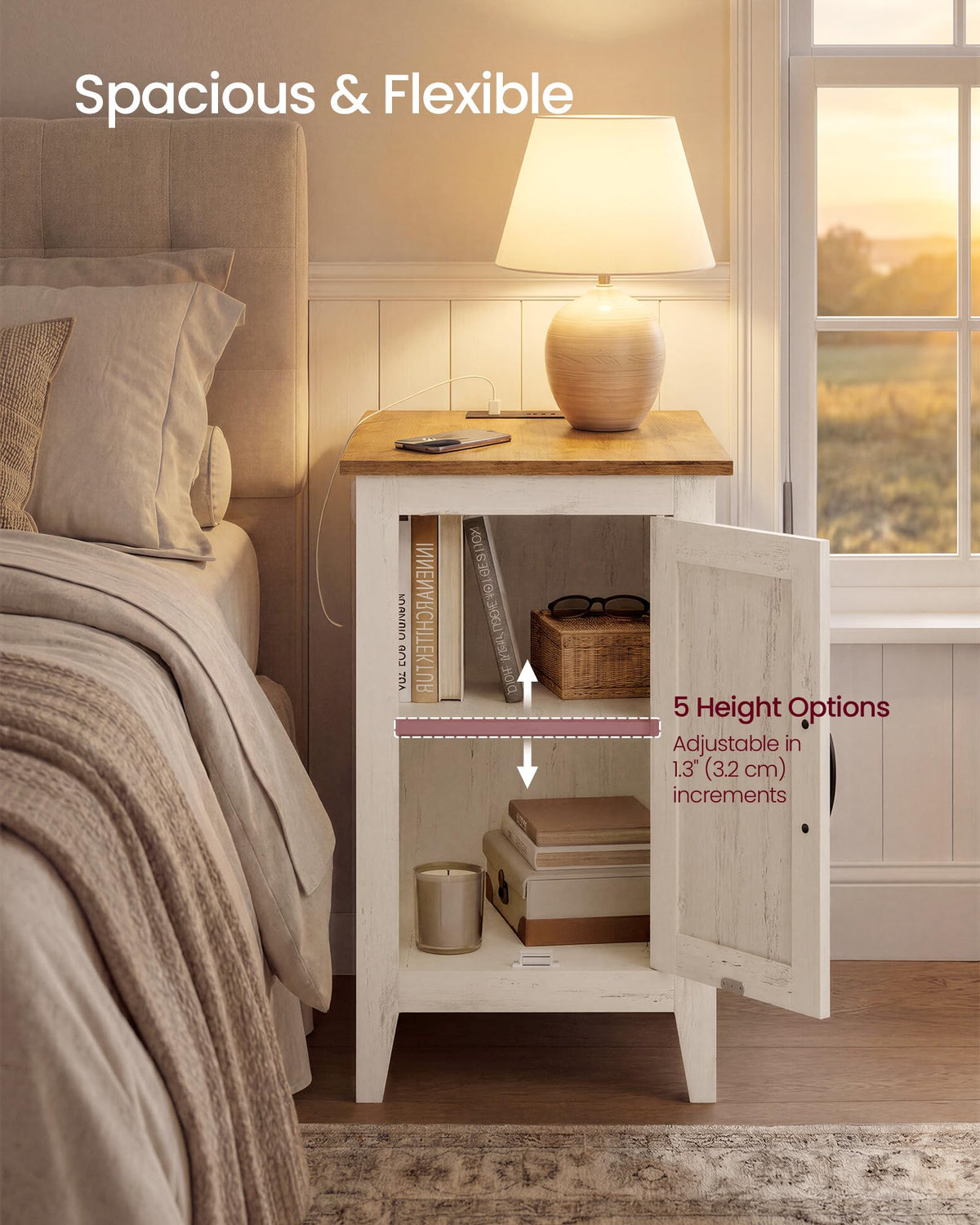 Side Table with Charging Station and Storage Cabinet K98287