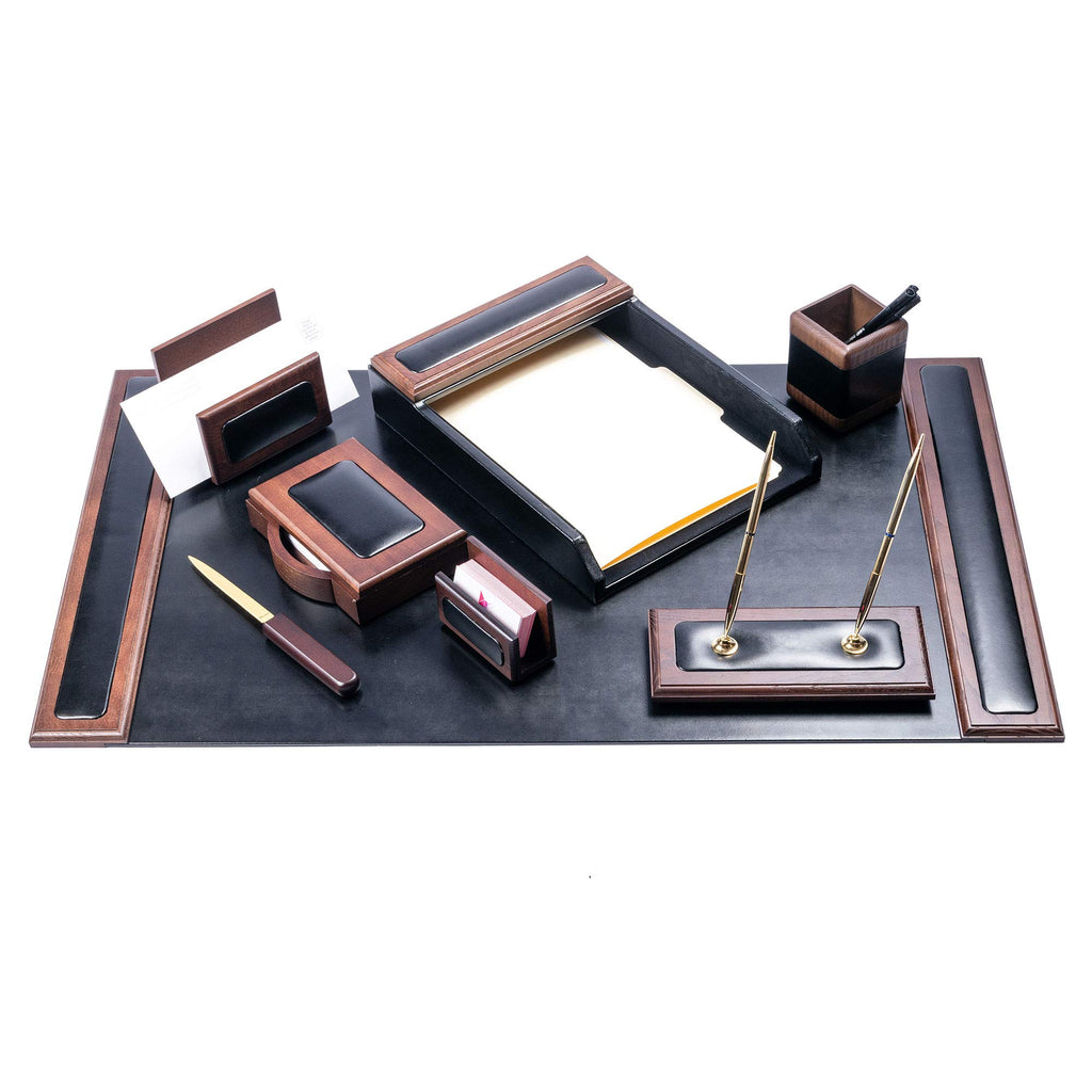 Wood & Leather Desk Set 8 Piece Y63788