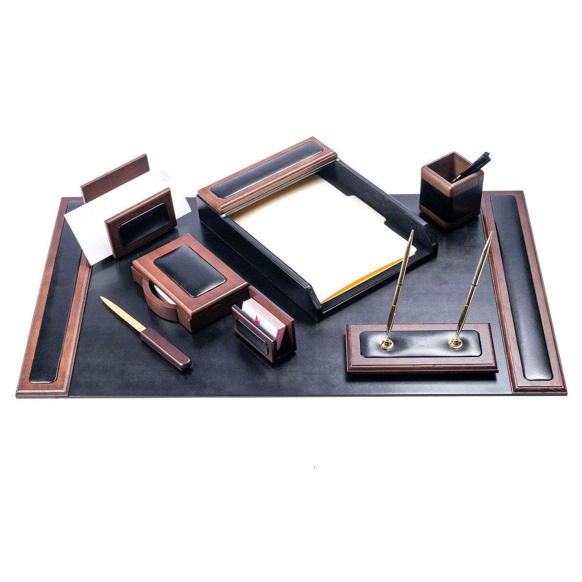 Wood & Leather Desk Set 8 Piece Y63788