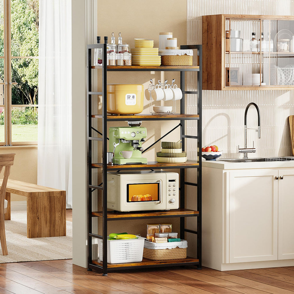 32 Inch 5-Tier Wood Metal Bookshelf R4361