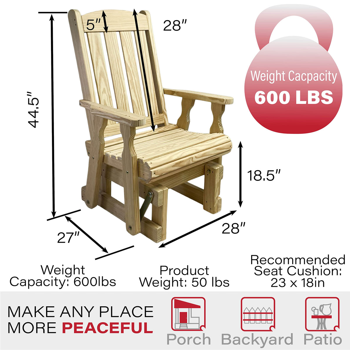 Heavy Duty 600 Lb High Back Glider Chair V765