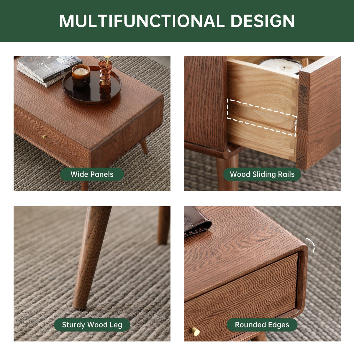 Oak Wood Coffee Table with Storage R149138