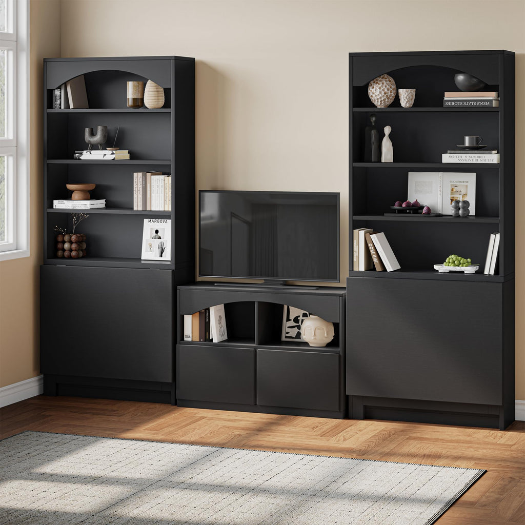 Black Folding Desk with Storage D427