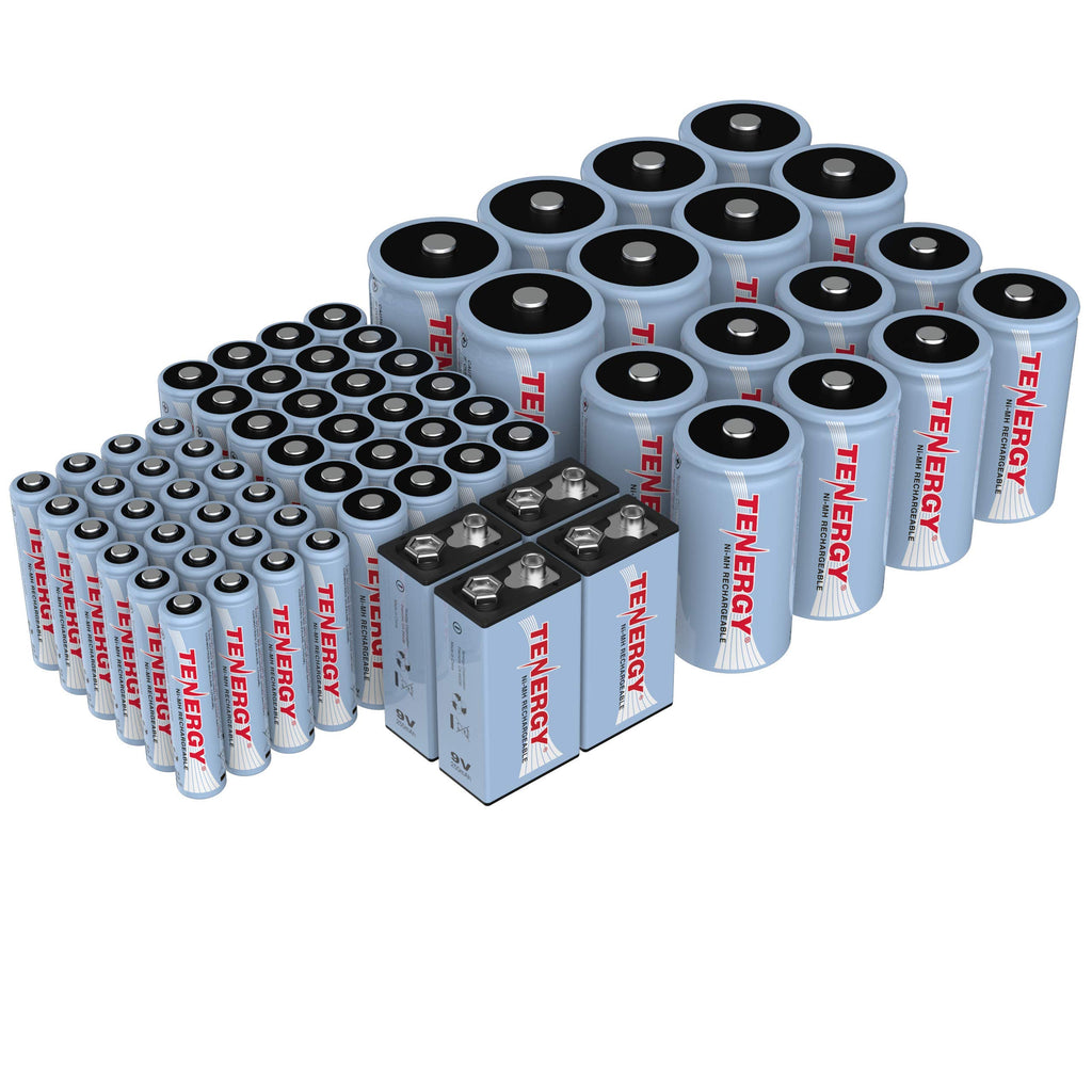 AA AAA C D 9V NiMH Rechargeable Batteries 68 Pack P4795