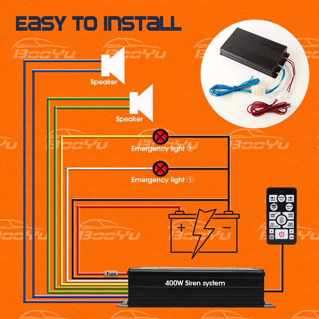 12V 400W 37 Tones Warning Emergency Siren PA System L8708