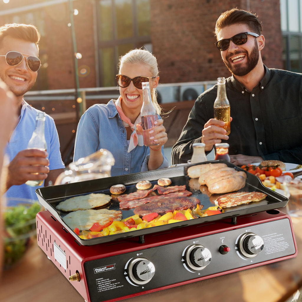 3-Burner Tabletop Propane Gas Griddle with Cover Y17302