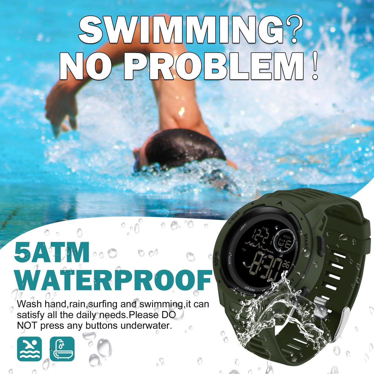 Men's Digital Waterproof Sports Watch Q60265