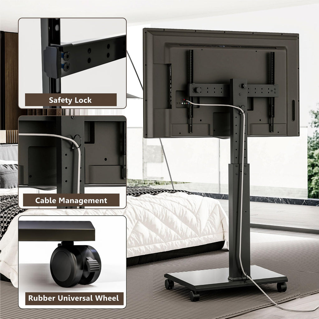 Rolling TV Stand with Rotation Function for 32-75 Inch TVs, Black F1661