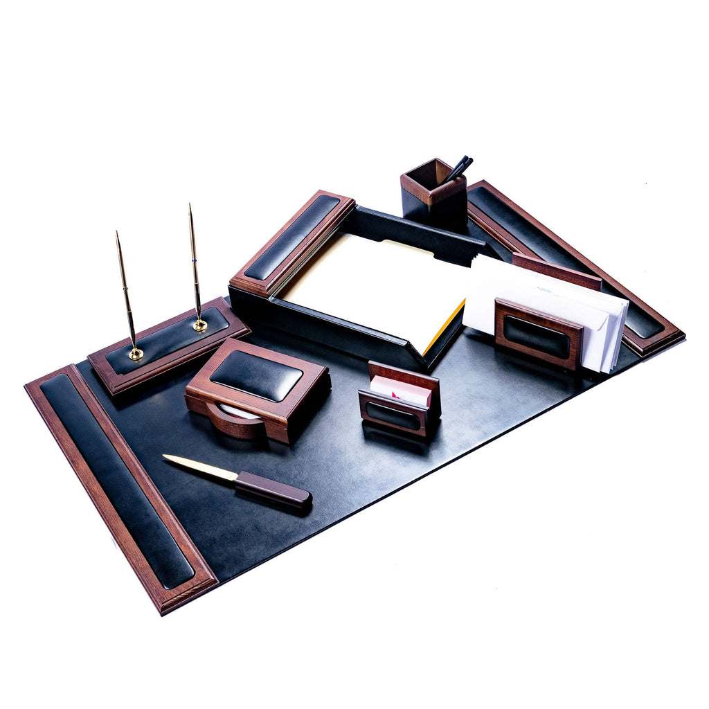 Wood & Leather Desk Set 8 Piece Y63788