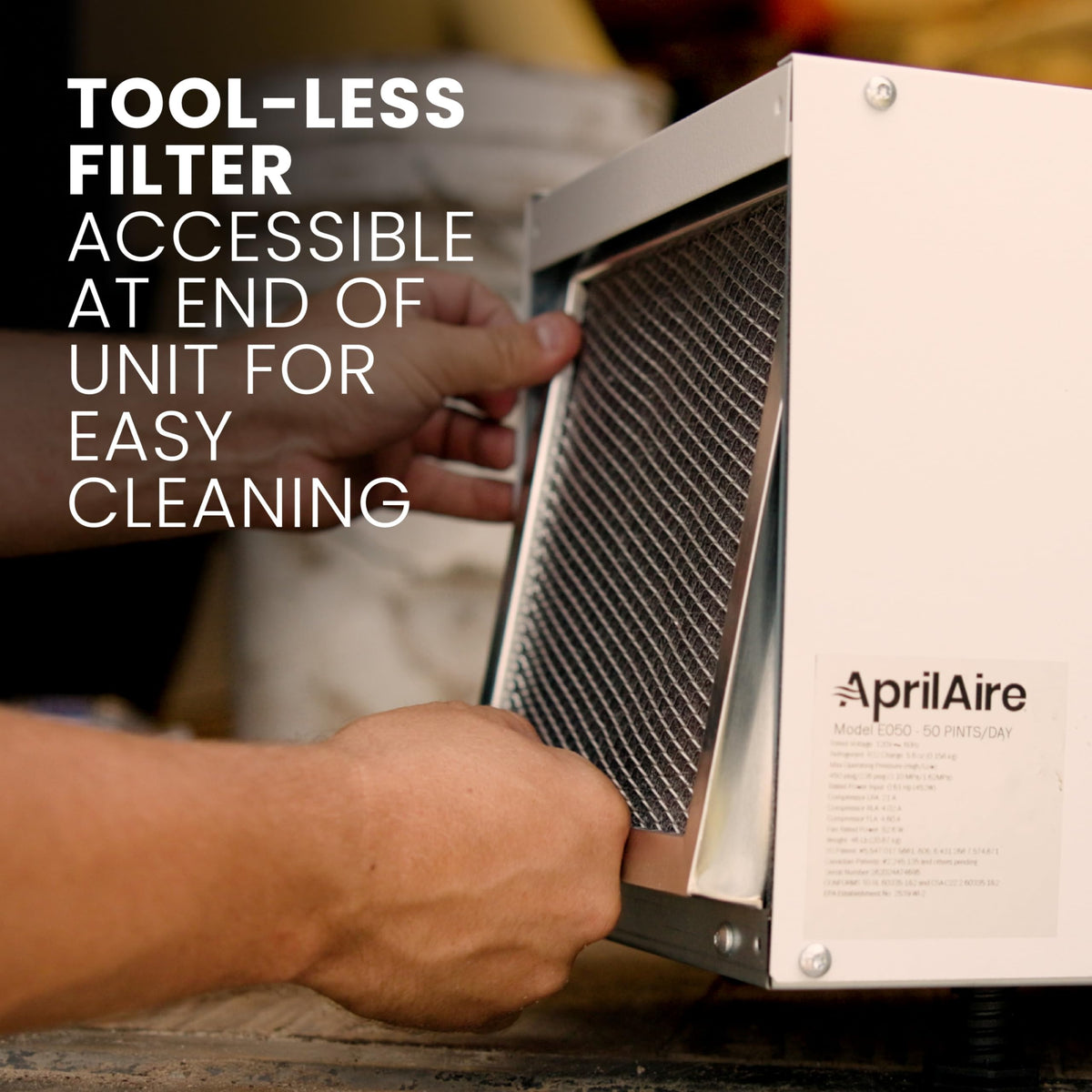 50-Pint Whole-House Dehumidifier with Wi-Fi Thermostat, Drain Hose, Condensate Pump, Bracket, and Hanging Kit L7818