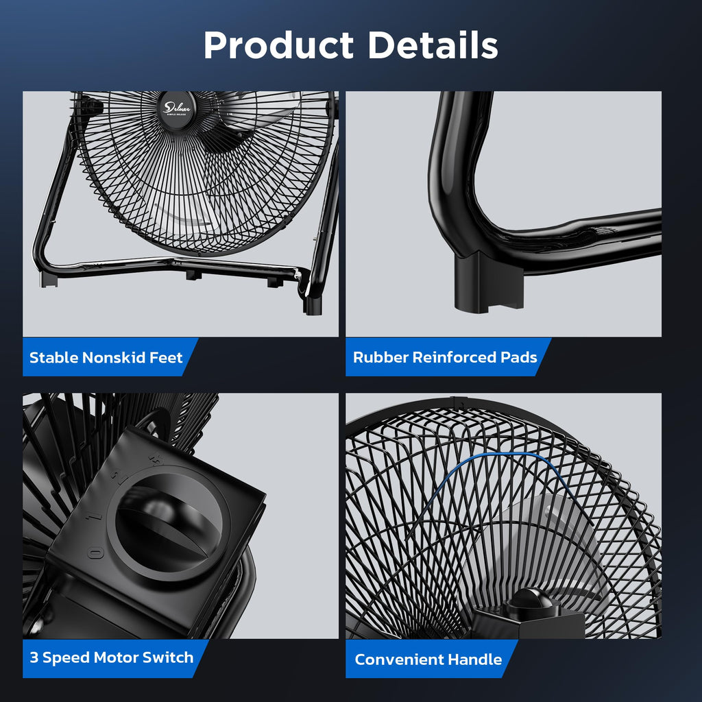 12 Inch 3-Speed Oscillating Metal Floor Fan S9018