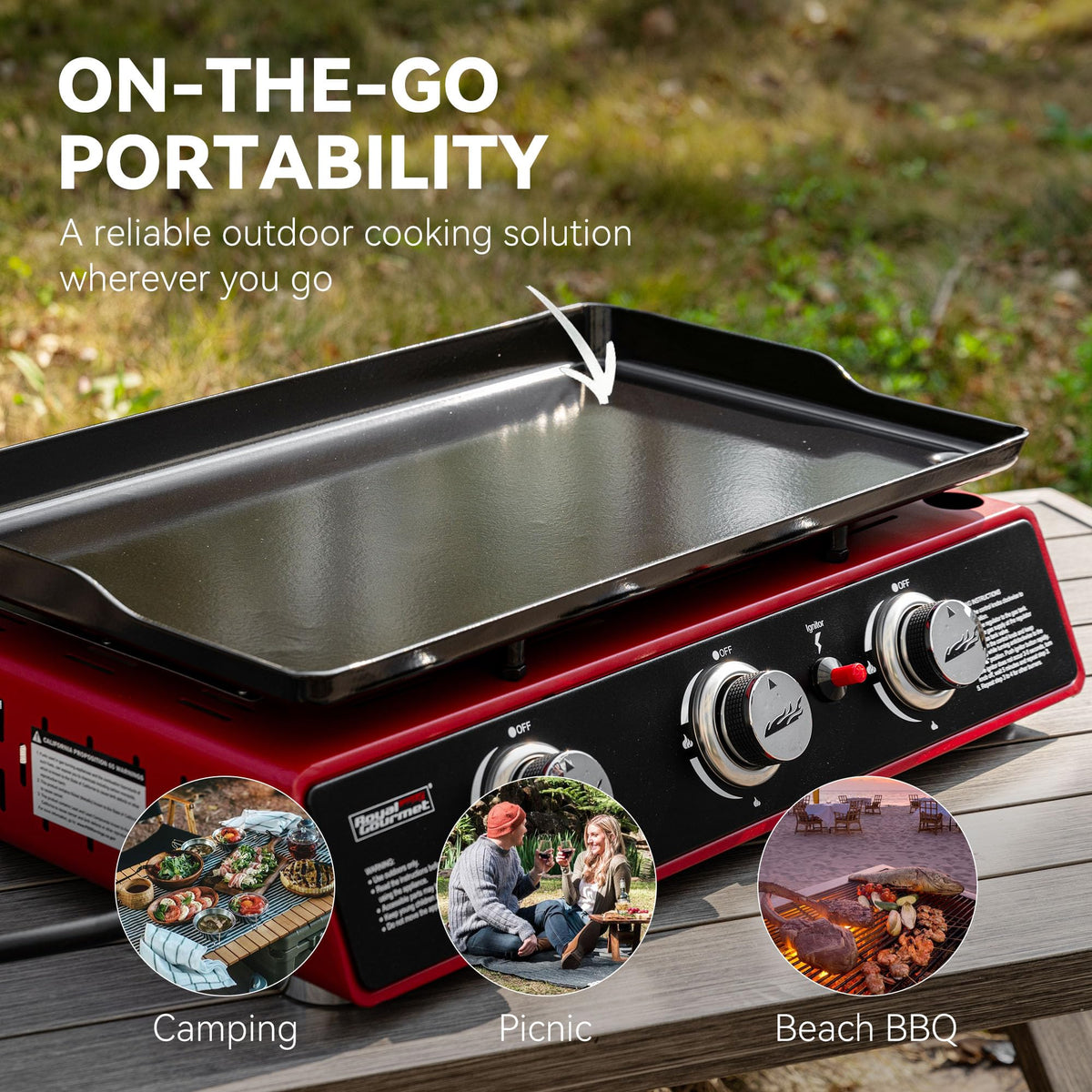 3-Burner Tabletop Propane Gas Griddle with Cover Y17302