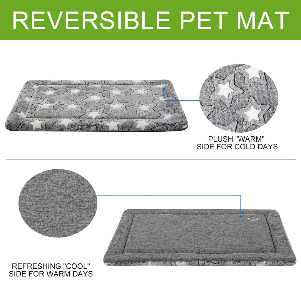 30"x20" Star Pattern Grey Dog Crate Pad E808624
