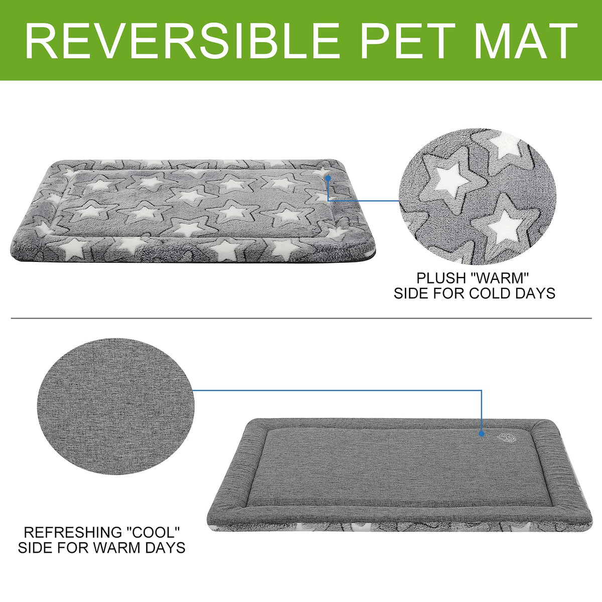 30"x20" Star Pattern Grey Dog Crate Pad E808624