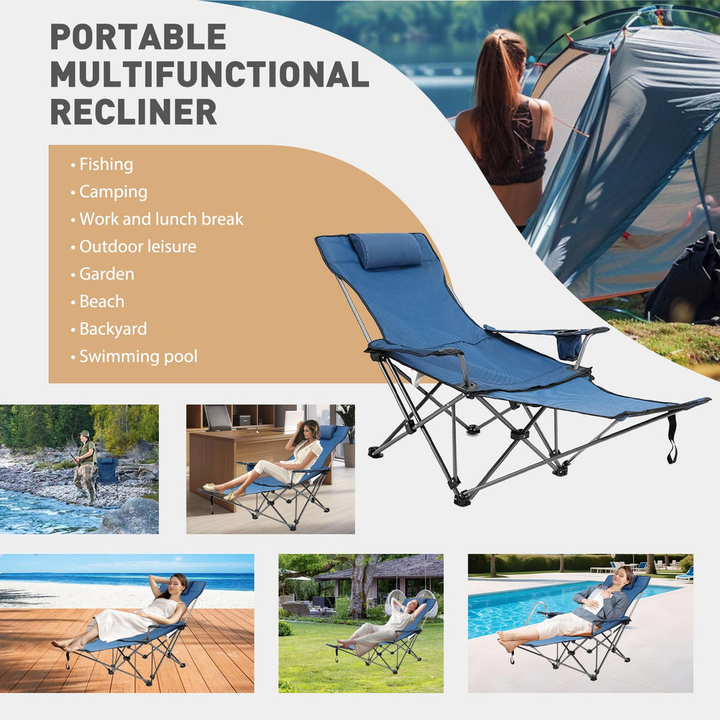 Zero Gravity Reclining Folding Chair with Footrest Cup Holder W266