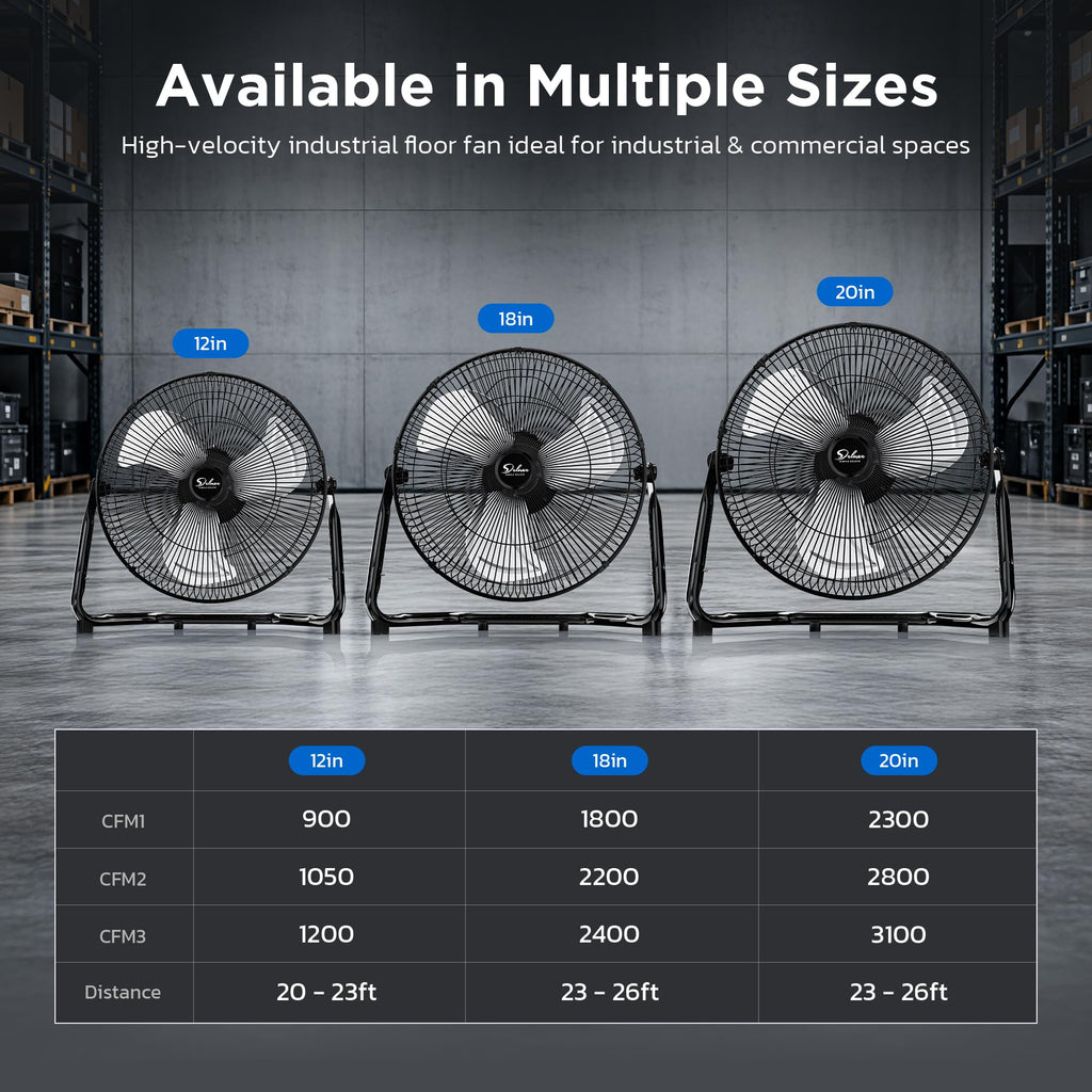 12 Inch 3-Speed Oscillating Metal Floor Fan S9018