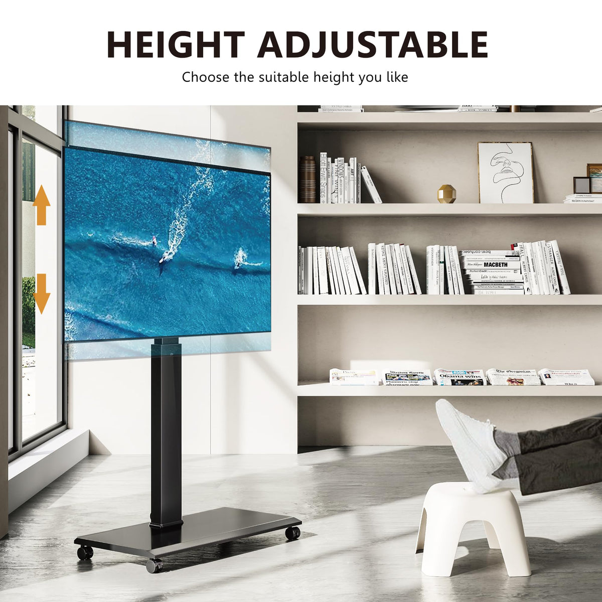 Rolling TV Stand with Rotation Function for 32-75 Inch TVs, Black F1661