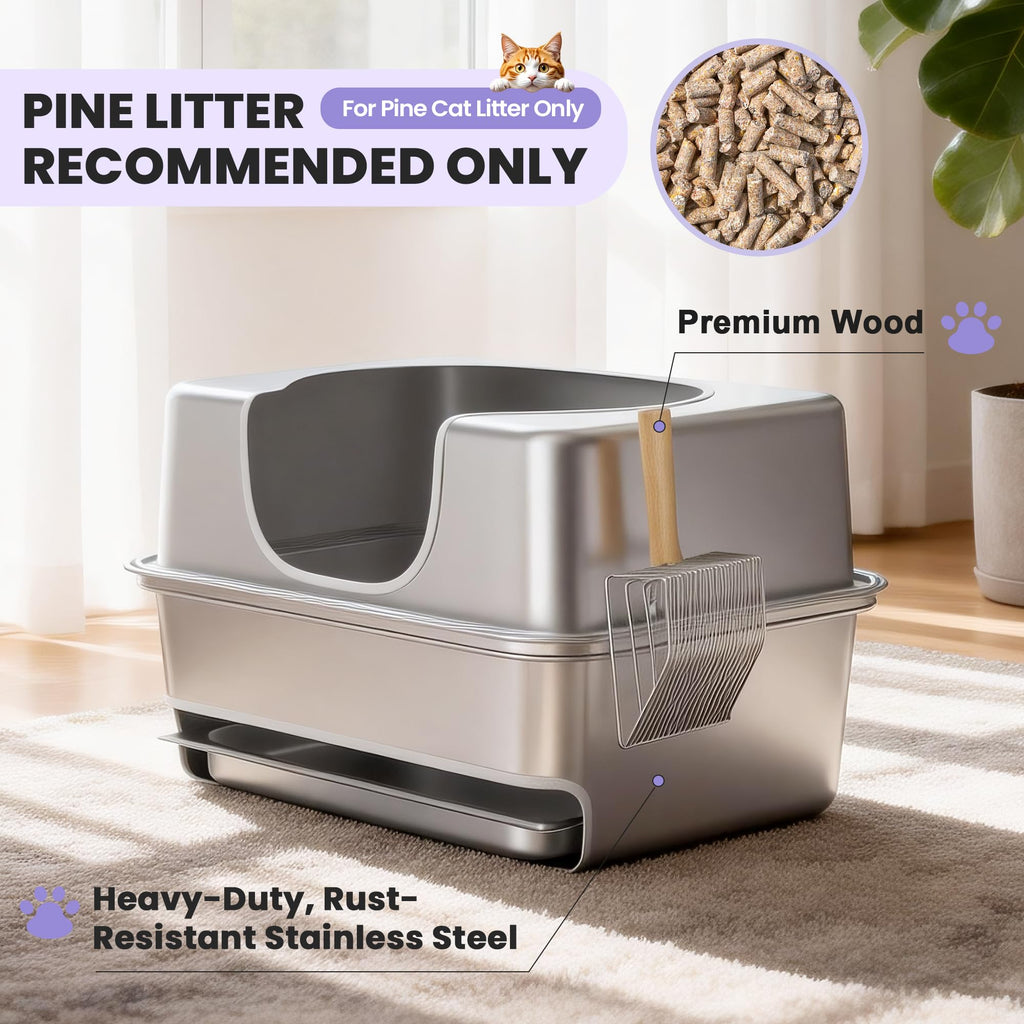 Stainless Steel Sifting Litter Box with Lid E184322