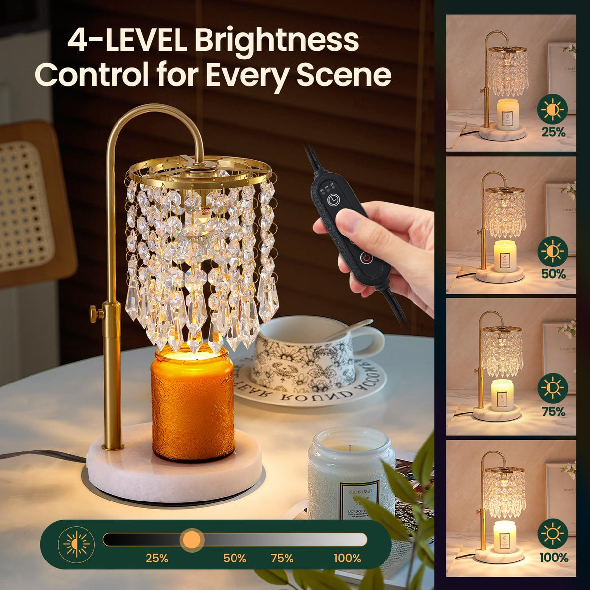 Candle Warmer Lamp with Timer Dimmer and 3 Bulbs D225