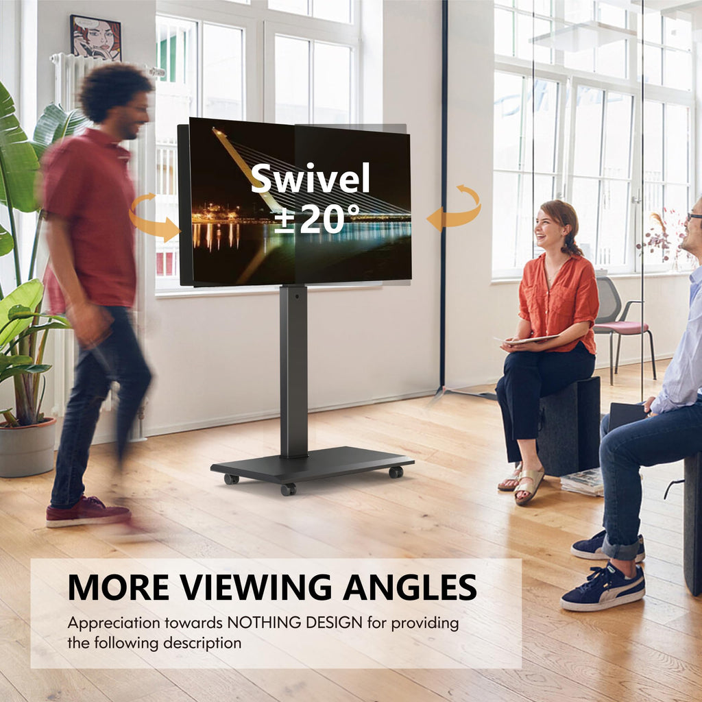 Rolling TV Stand with Rotation Function for 32-75 Inch TVs, Black F1661