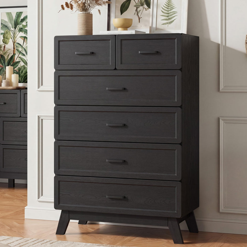 Black 6 Drawer Dresser I7100