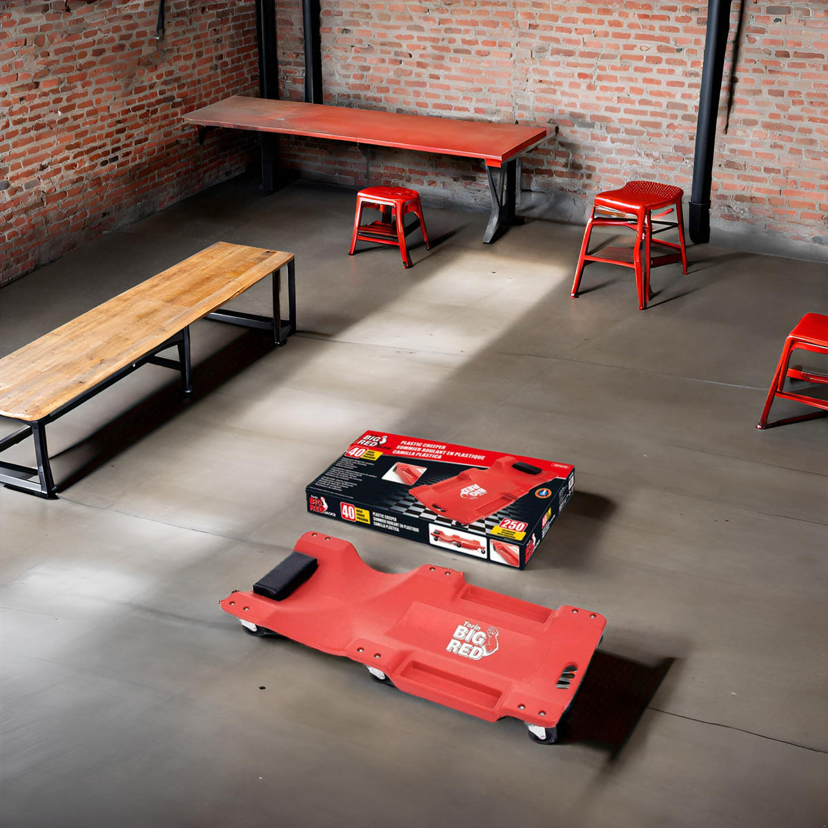 Rolling Garage Creeper with Padded Headrest and 6 Casters Q910