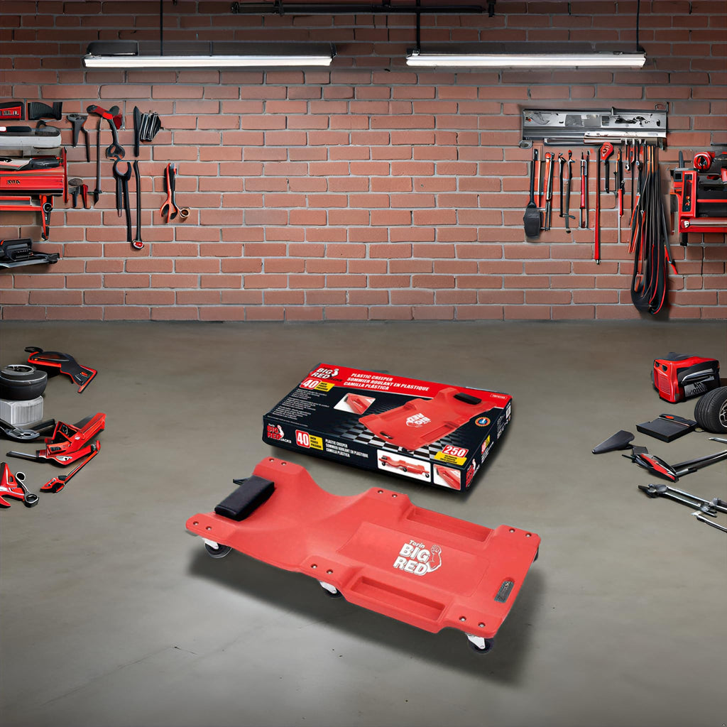 Rolling Garage Creeper with Padded Headrest and 6 Casters Q910