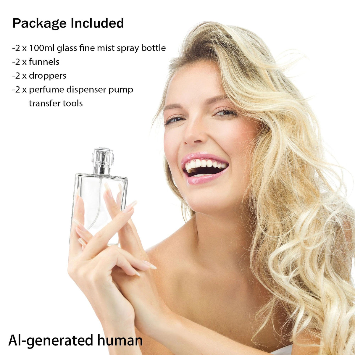 2 Pack 100ml Refillable Glass Spray Bottles Z6603