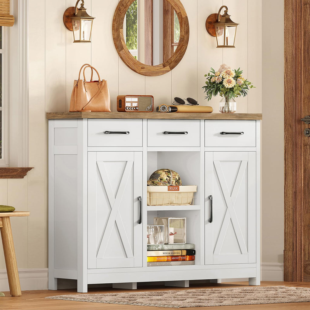 White Storage Cabinet with 3 Drawers and 2 Doors B61535