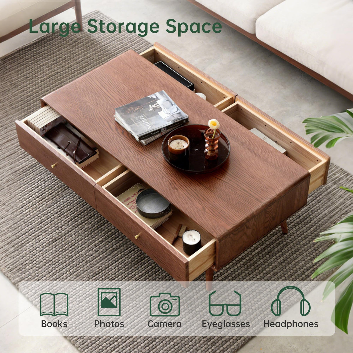 Oak Wood Coffee Table with Storage R149138