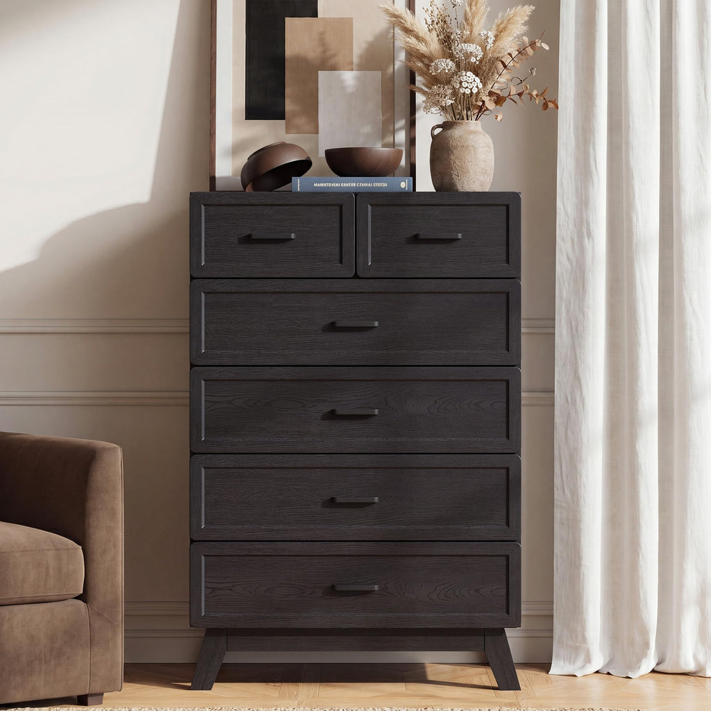 Black 6 Drawer Dresser I7100