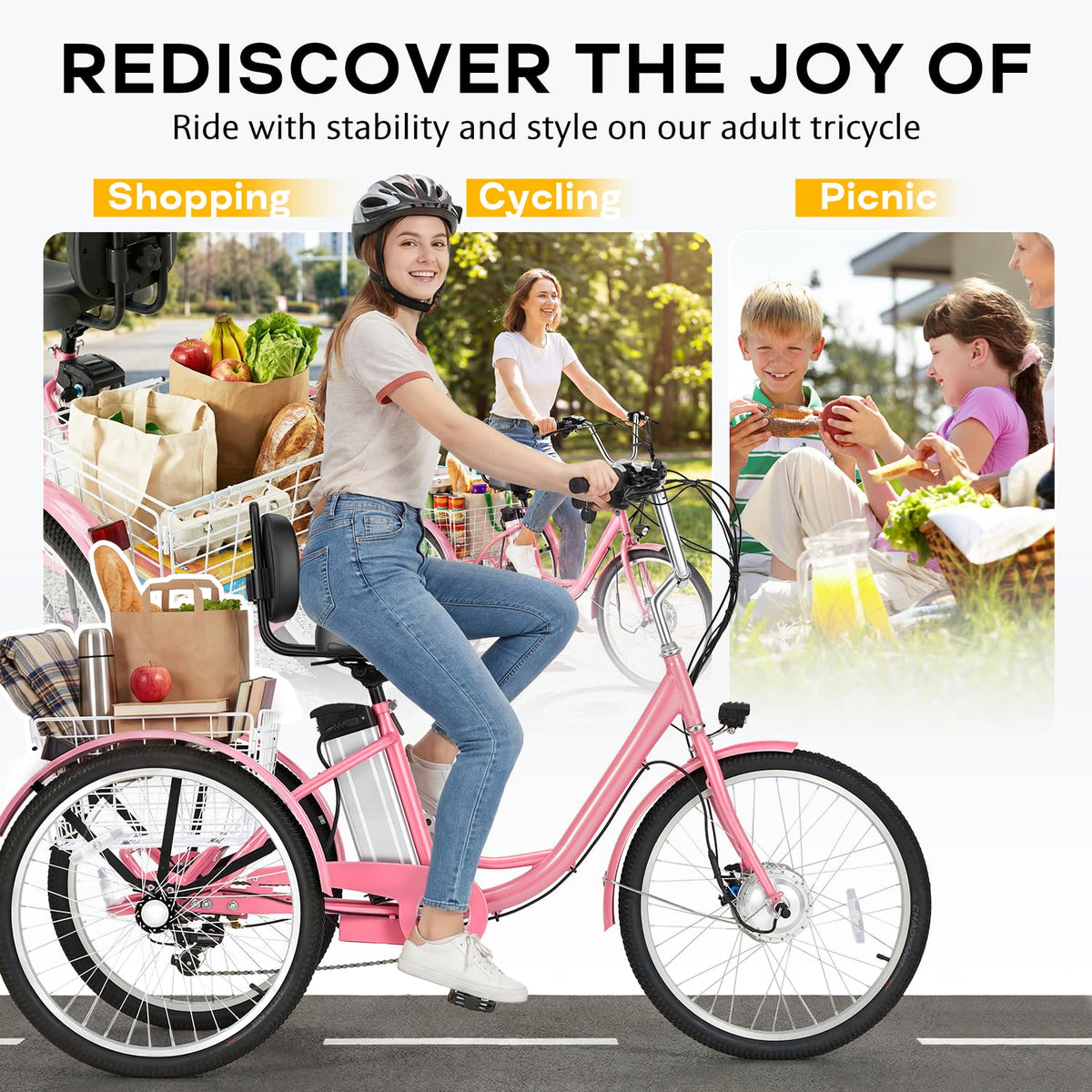 500W 3-Wheel Electric Trike with Removable Battery I19687