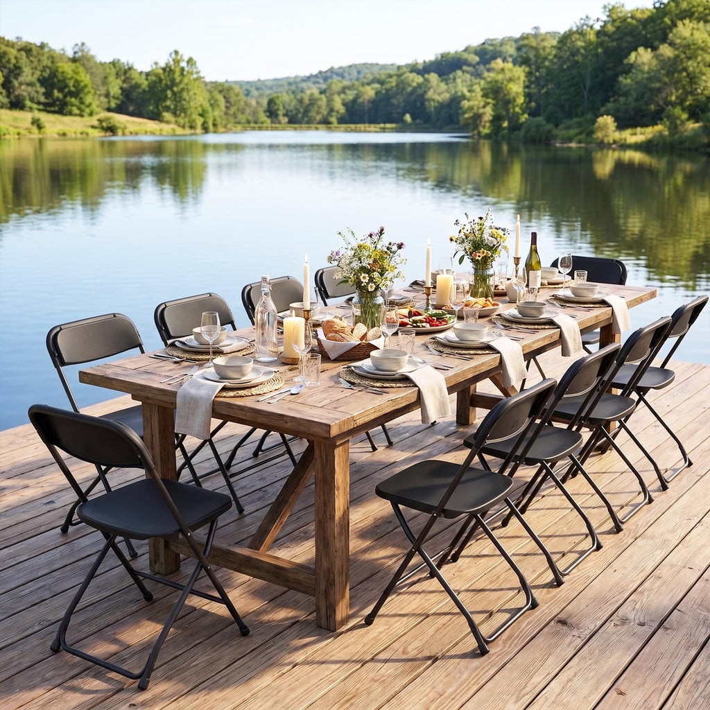 10 Pack Lightweight Stackable Plastic Folding Chairs with Steel Frame Z2945