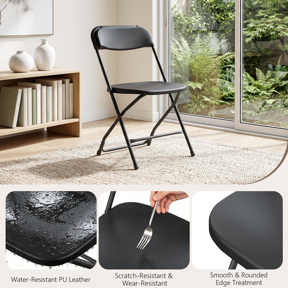 10 Pack Lightweight Stackable Plastic Folding Chairs with Steel Frame Z2945