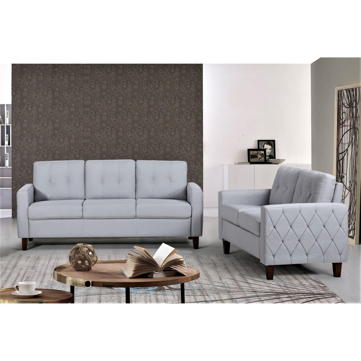 Light Gray Tufted Upholstered Loveseat B44190